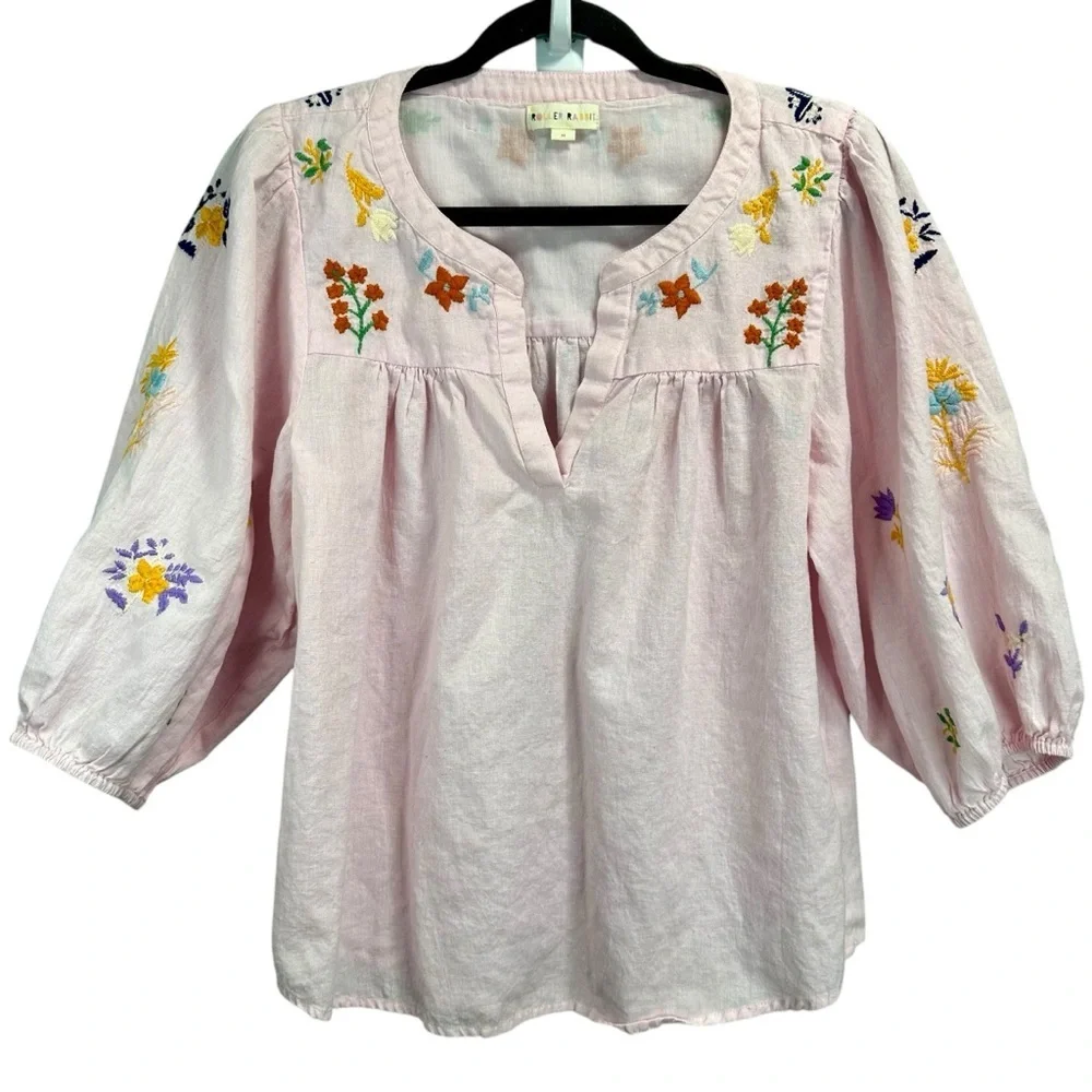 Roller Rabbit Afina Embroidery Michi Top - Picture 4 of 7
